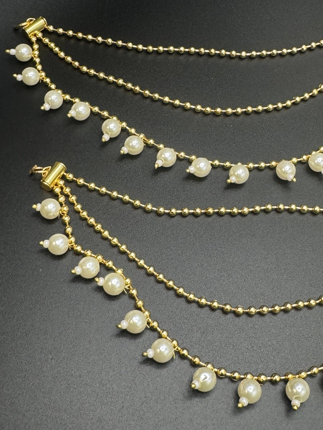 Gold-Tone Pearl Ear Chain (Maatal) for Women – 5.5 inch Jewelry JCS Fashions