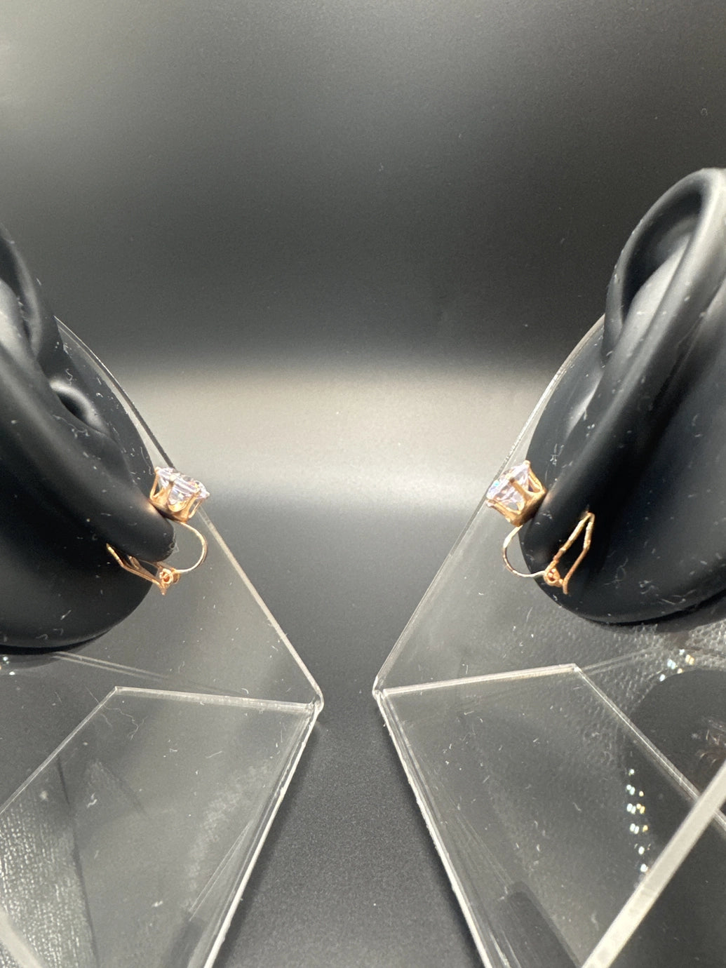 Rose Gold Oval Crystal Clip-On Stud Earrings – Non-Pierced Design Jewelry JCS Fashions