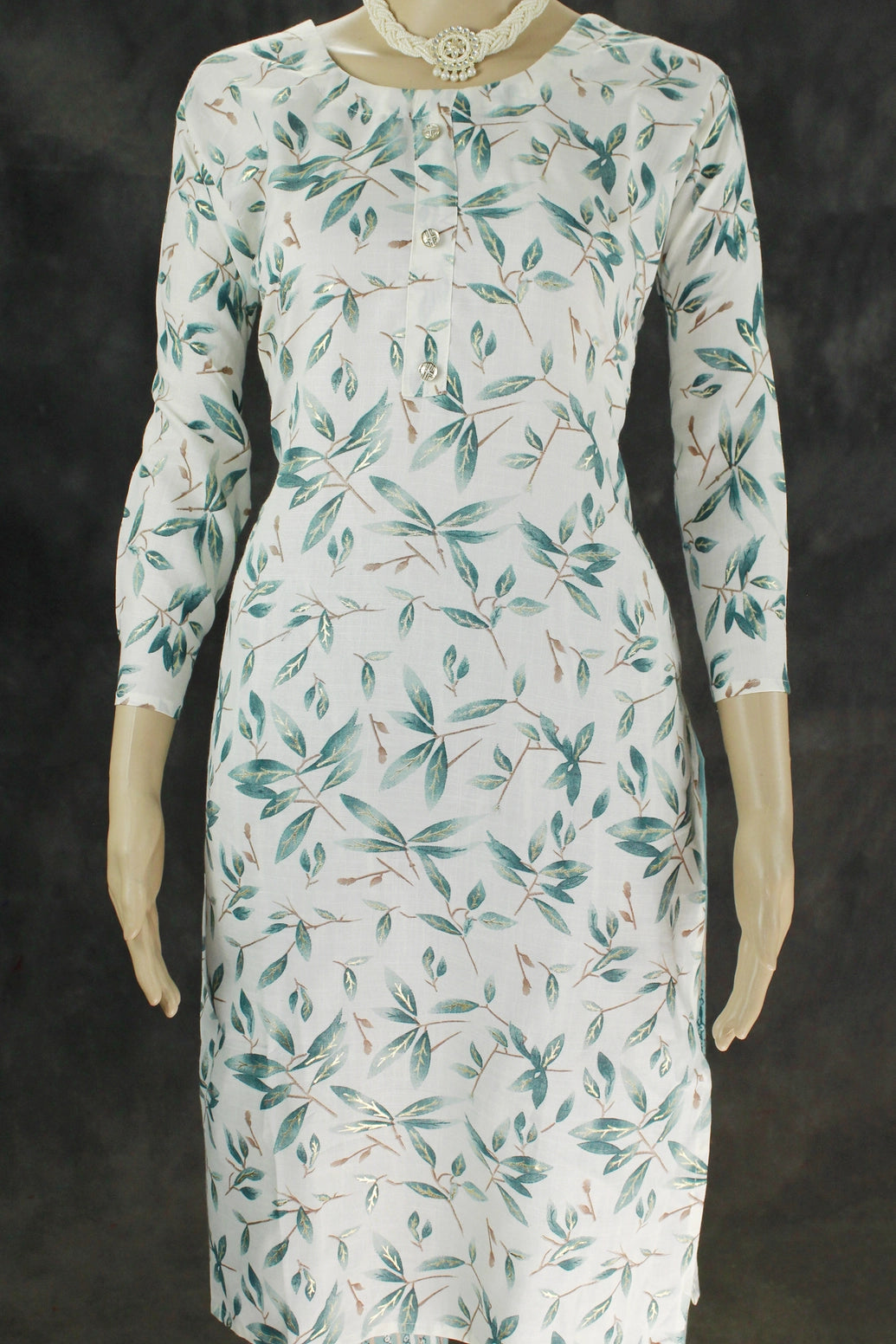 Cotton 2 piece kurta set, Kurti and Pant with Elastic, Rayon cotton fabric Kurti and Pant , kurti comes with beautiful printed Leaf design