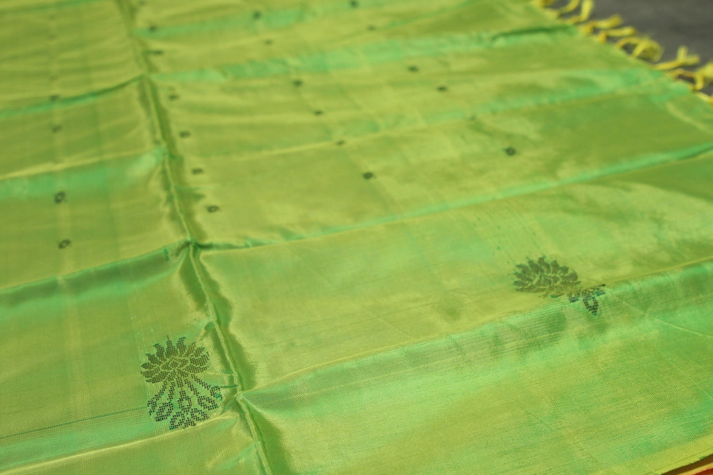 Light Green Vaazhai Naar (Banana Pith) Saree with Small Butta - Borderless Traditional