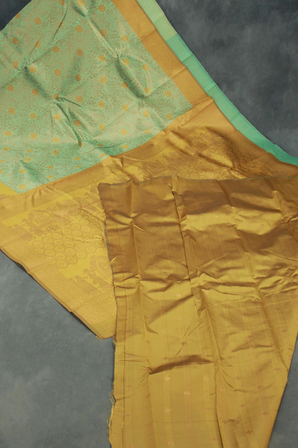 Pista Green Kubera Silk Saree with Pallakku Design Border and Blouse, Semi Silk Traditional Wear