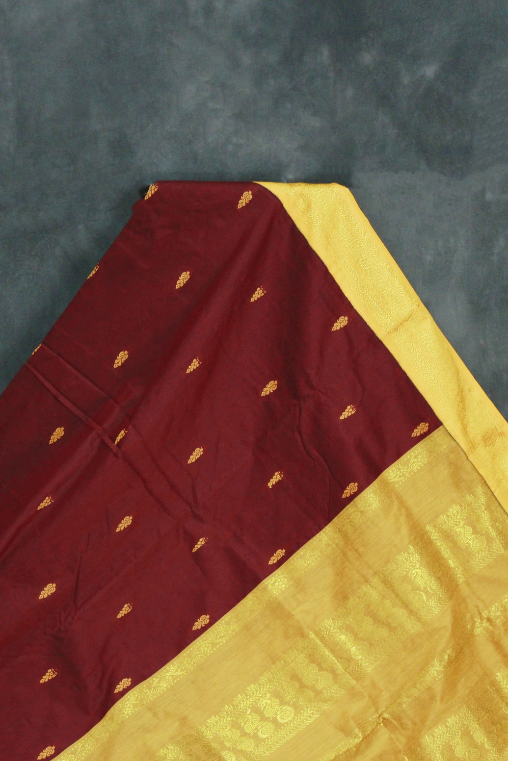 Maroon Kalyani Cotton Saree with Puttah Design and Zari Border, Includes Blouse