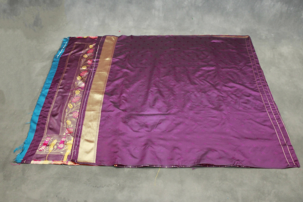 Purple Paithani Silk Saree with Floral Buti Pallu and Design Border, Includes Blouse