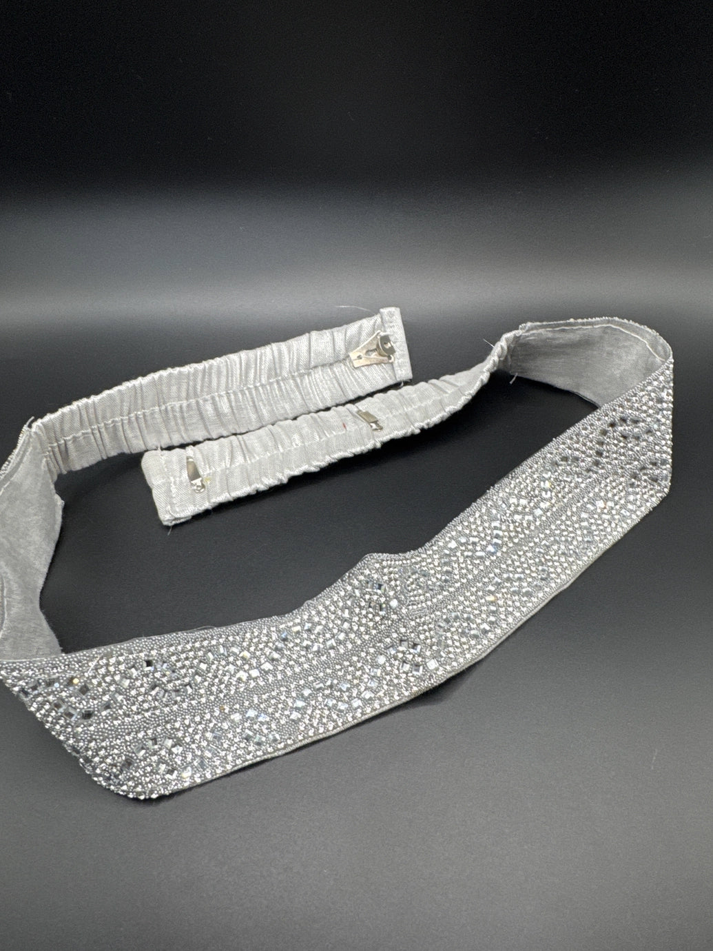 Silver Crystal Embellished Hip Belt – Adjustable Elastic Waistband for Ethnic & Bridal Wear Jewelry JCS Fashions
