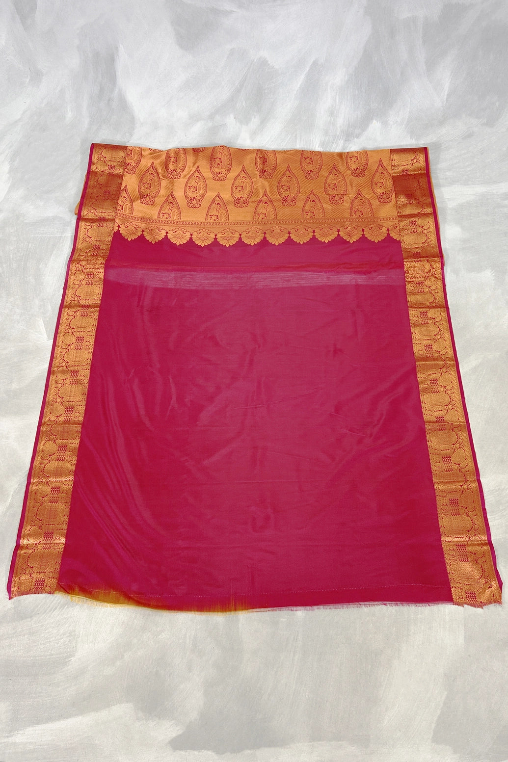 Mustard Border Soft Silk Saree with Delicate Gold Zari Buttas and Traditional Floral Border