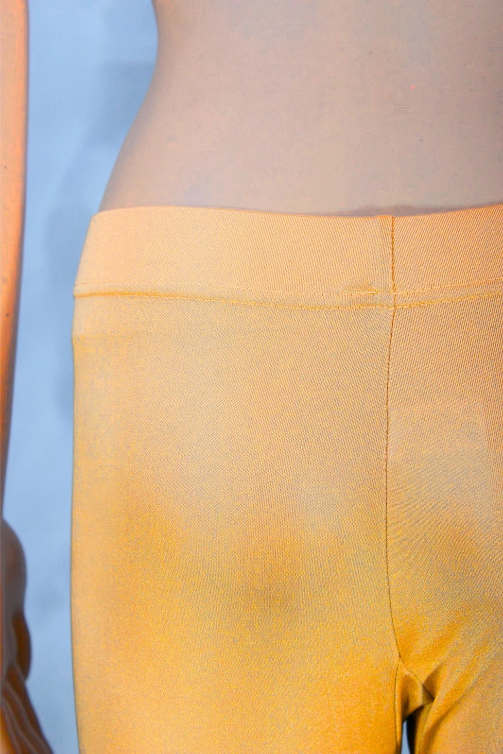 Gold Shimmer Ankle Length Leggings for Women, Stretch Fit 80% Polyester 20% Spandex