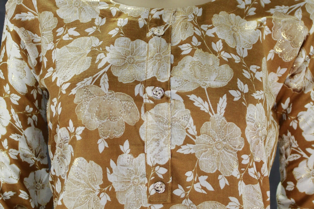Golden Brown Cotton Kurta Set with Pant