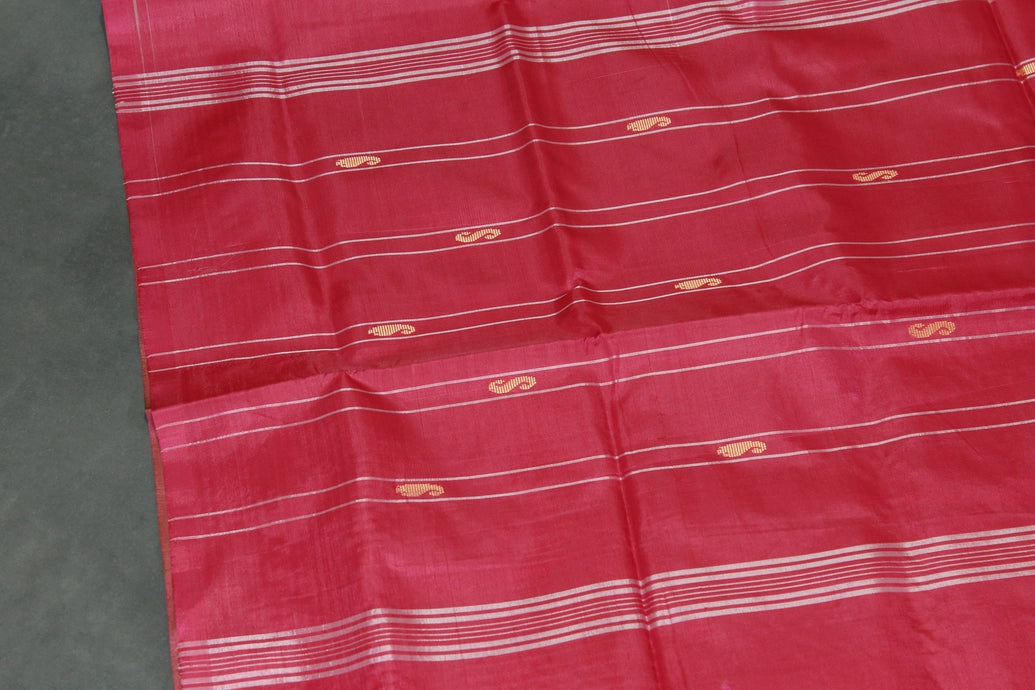 Beige & Rose Pink Vaazhai Naar (Banana Pith) Borderless Saree with Small Butta