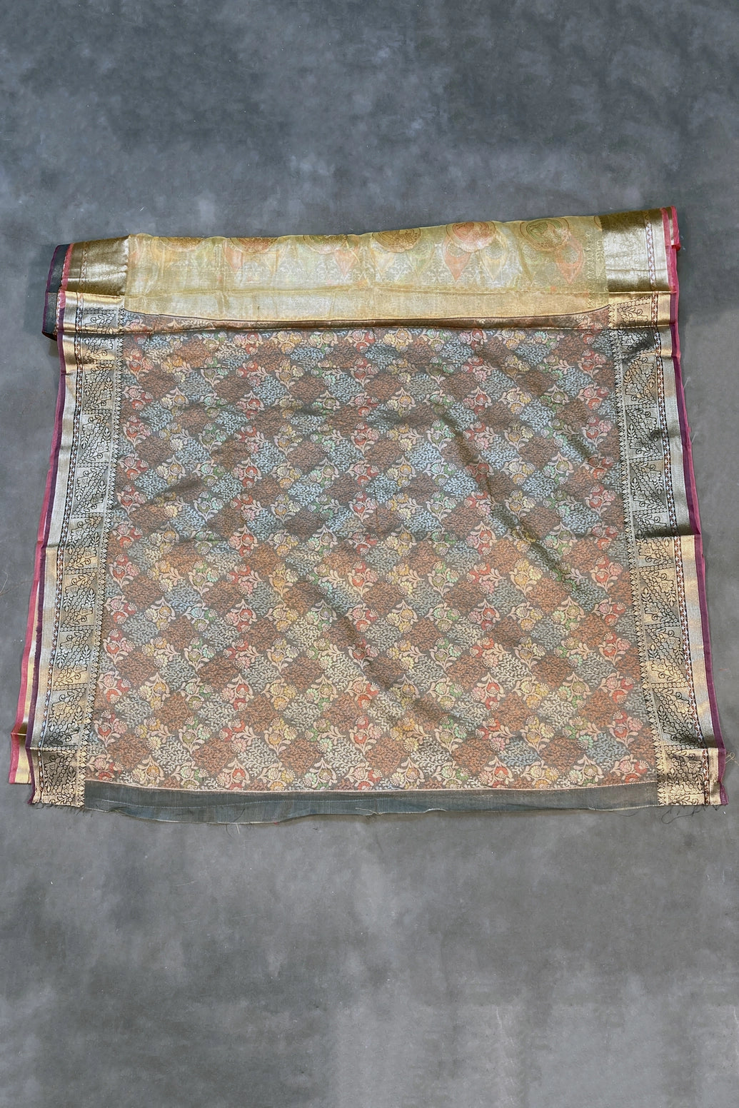 Ajmera Fashion Cotton Oraganza Blue Moon Saree with Grand Pallu, Zari Weaving Border and Blouse Piece