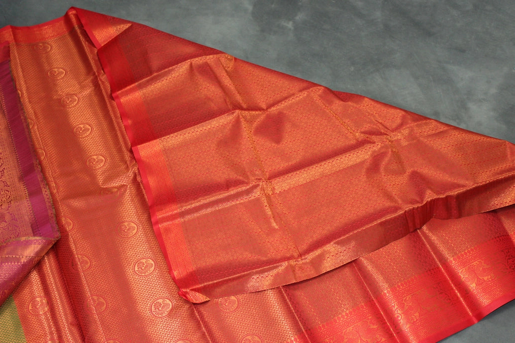 Mehendi Green Bridal Pattu Saree with Full Body Zari Work and Traditional Border