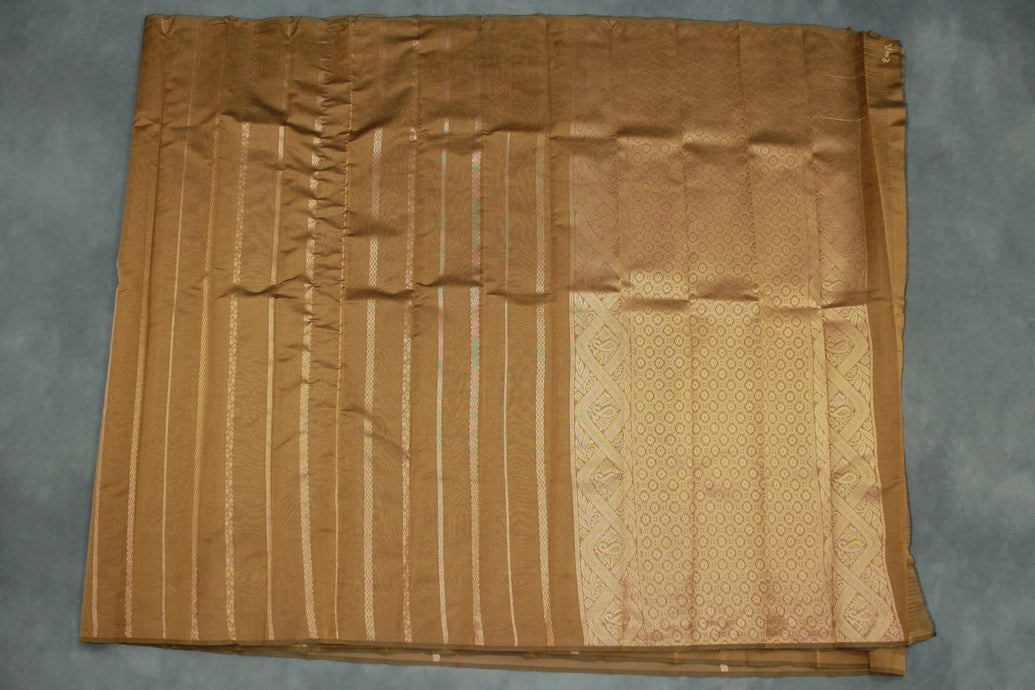 Mustard Silk Cotton Saree with Zari Border and Blouse Piece, Border Less Look