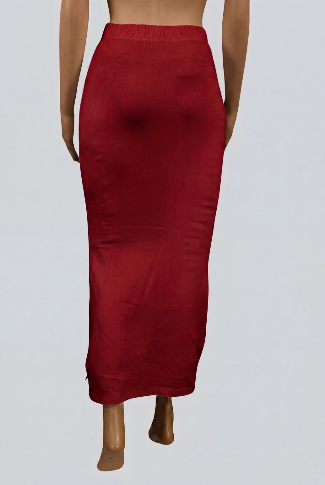 Red Shapewear Petticoat with Side Cut for Women, Waist and Hip Support, Knee-Length Skirt