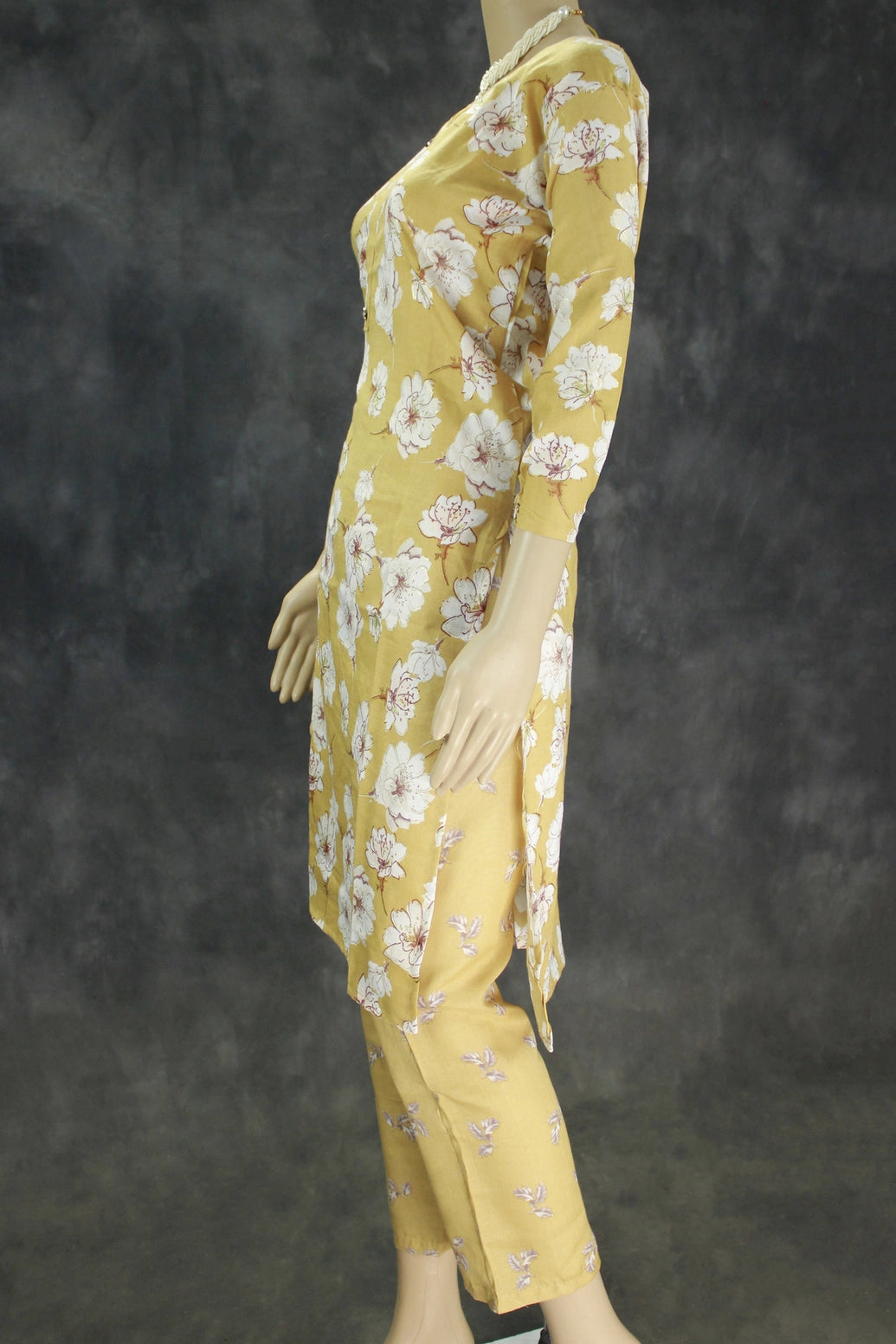 Mustard Yellow Cotton Kurta Set for Women