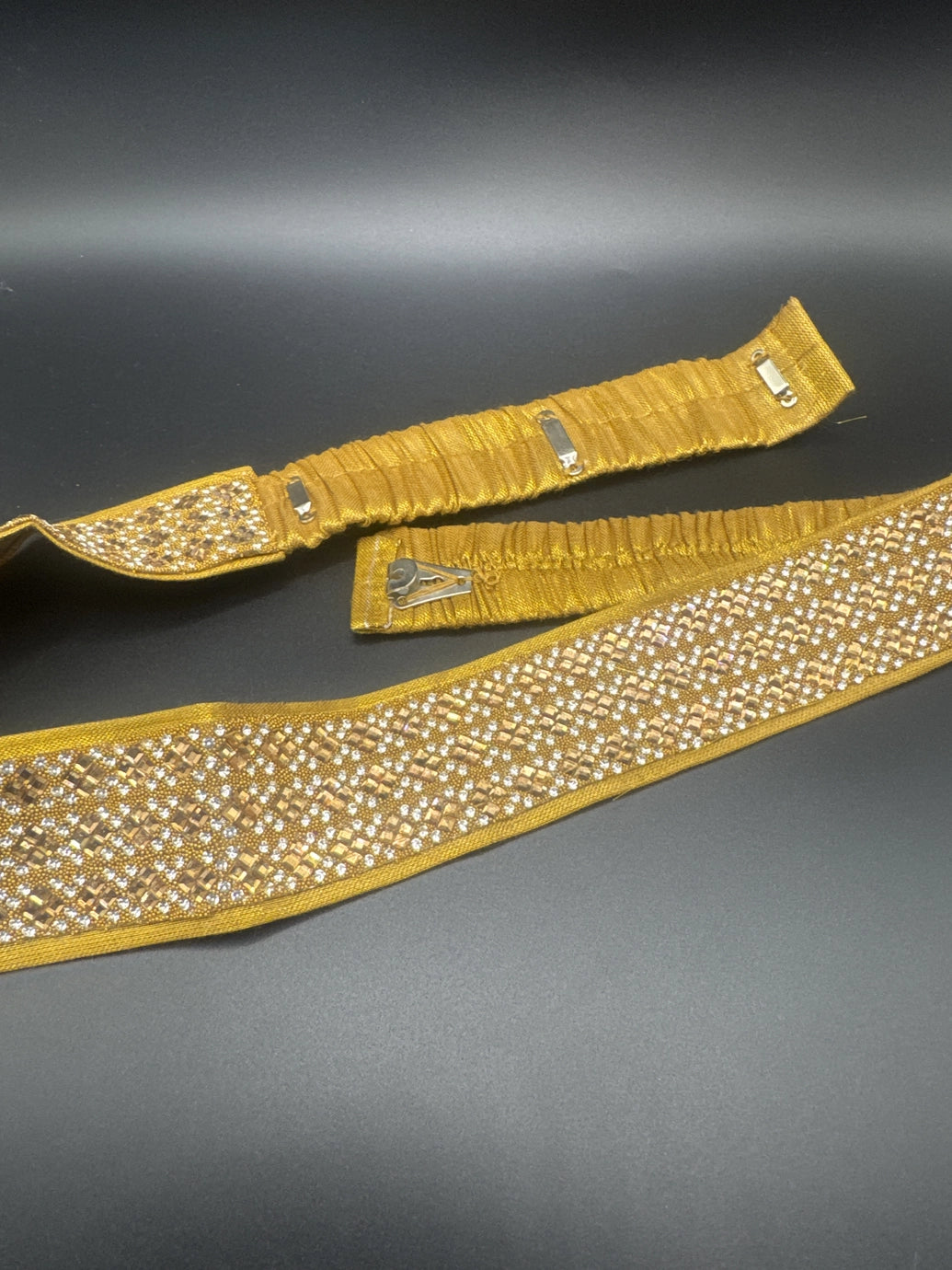 Gold-Tone Embellished Crystal Hip Belt – Elastic Adjustable Ethnic Waistband for Sarees & Lehengas Jewelry JCS Fashions