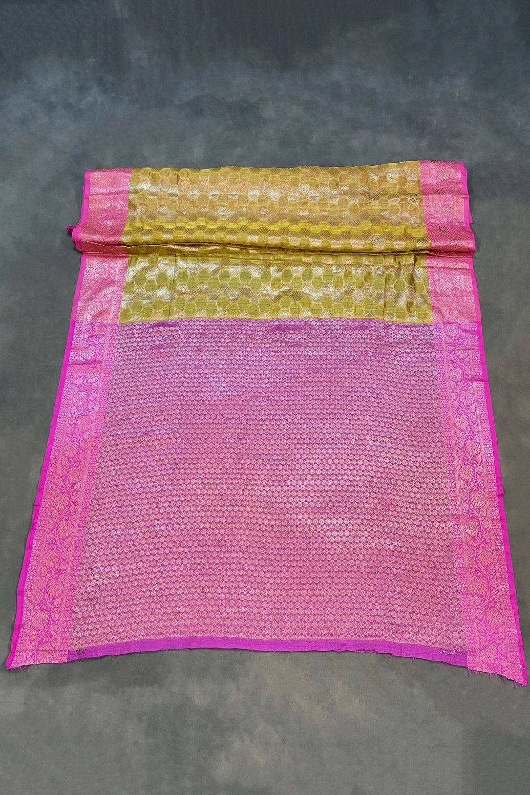 Madhumita Designer Cotton Organza Saree with Stone Work, Mustard Floral Pallu and Blouse