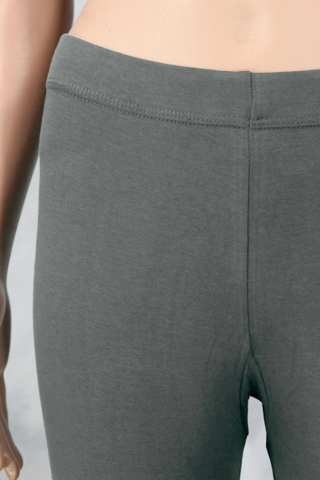 Light Steel Grey Ankle Leggings for Women, 4-Way Lycra Stretch, Smooth Finish, Belt Style