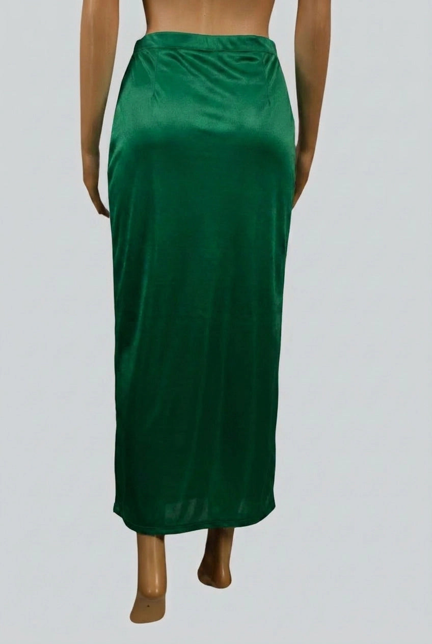 Green Lycra Shapewear Petticoat with Side Cut for Women - Stretchy Waist Support