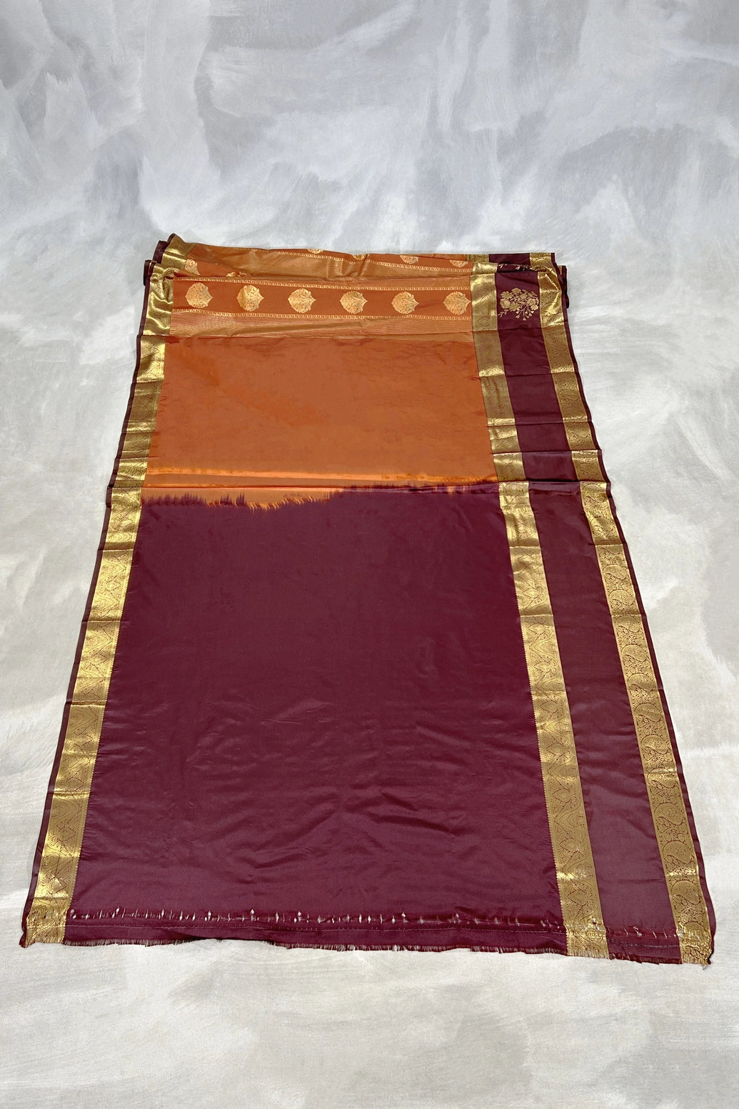 Brown Pure Silk Saree with Heavy Pallu and Border, Silk Mark, with Blouse