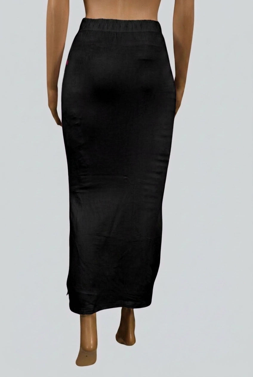Black Lycra Petticoat with Side Cut for Shapewear Fit - Inskirt