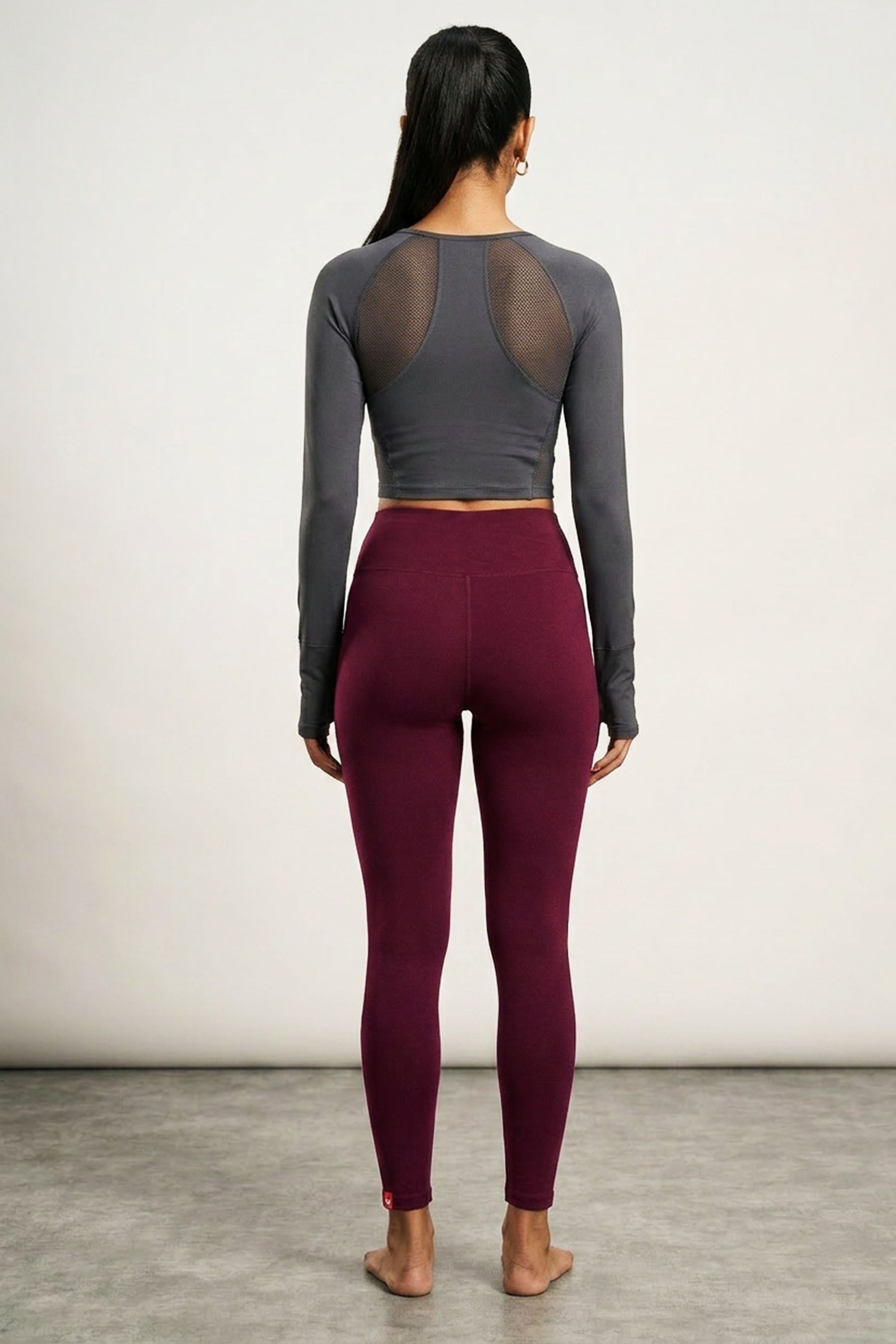 Maroon JCS Elite Ankle-Length Leggings with 4-Way - AI Model Photo 4