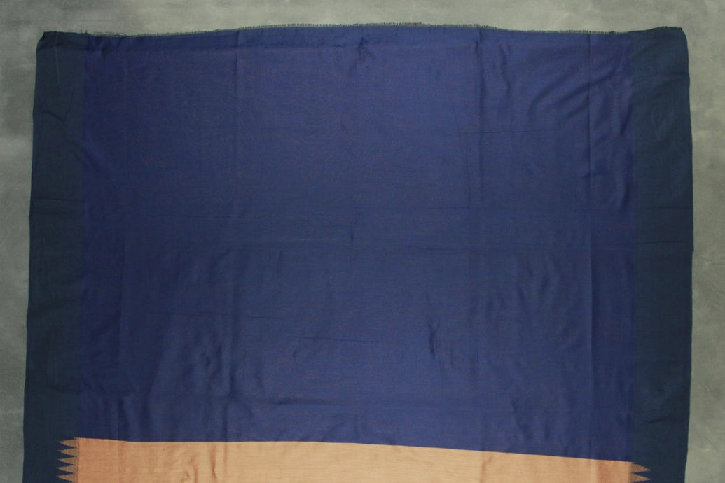 Brown Kalyani Cotton Saree with Puttas Design and Zari Border, Blouse Included