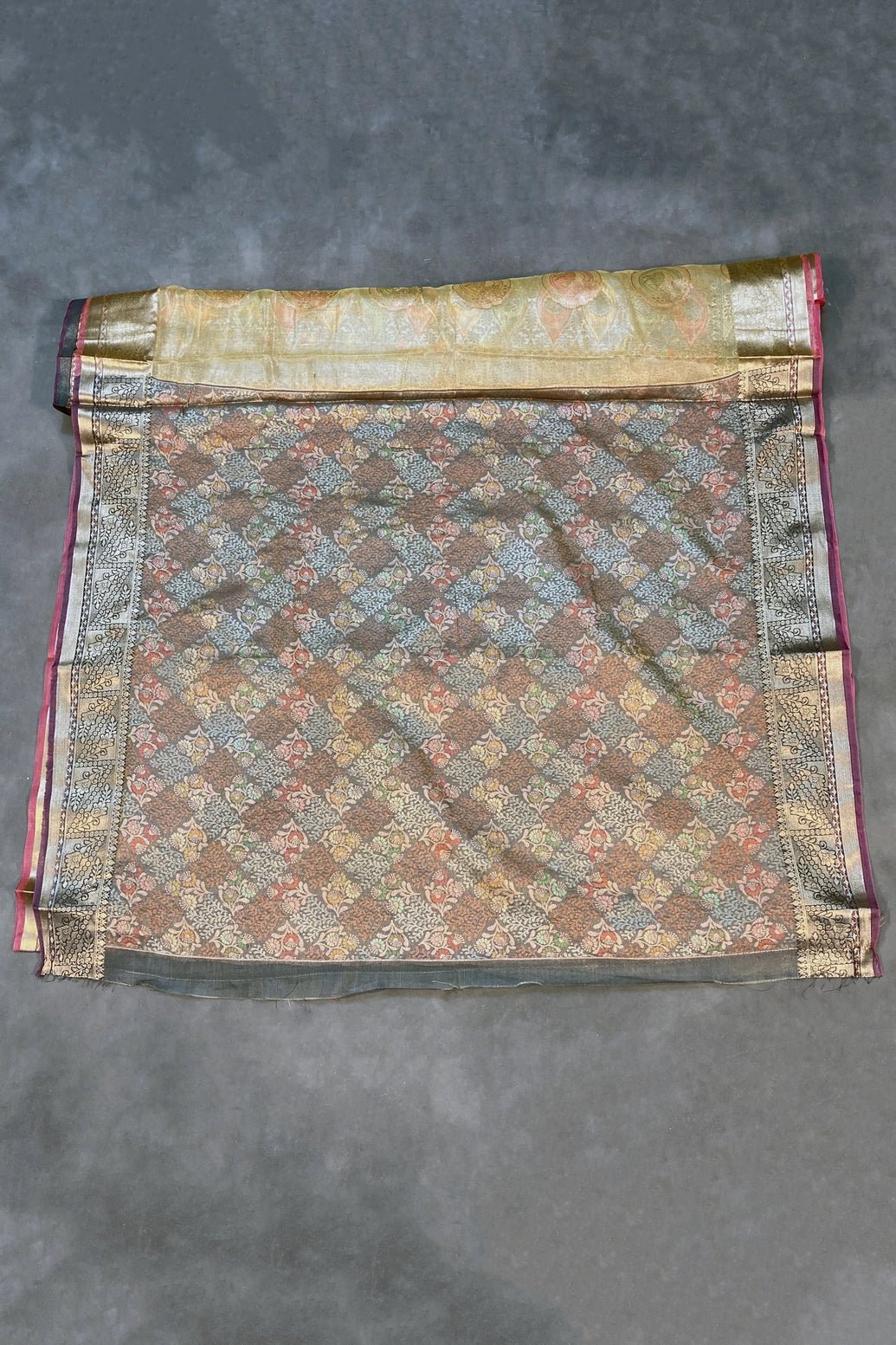 Green Cotton Oraganza Saree with Grand Pallu Zari Weaving and Designer Border, Includes Blouse