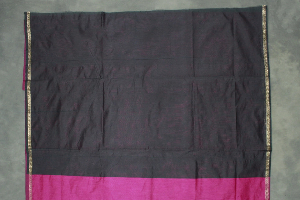 Purple Maheswari Silk Cotton Saree with Small Butta & Zari Border, Blouse Piece