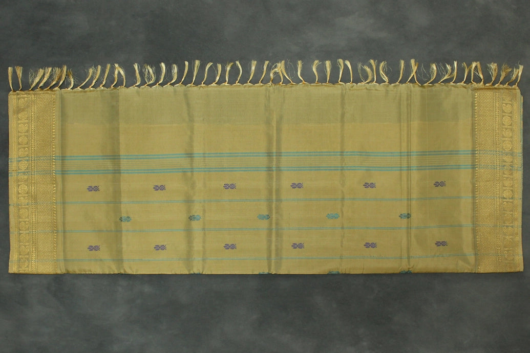 Peacock Blue Vaazhai Naar (Banana Pith) Saree with Zari Border and Butta