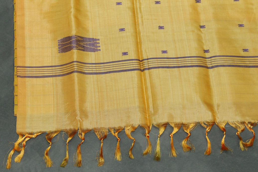 Amber Vaazhai Naar Banana Pith Saree with Small Butta - Borderless Traditional Handloom
