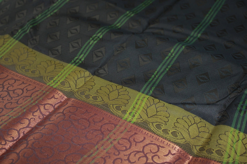 Green Emboss Silk Saree with Semi Silk Border Design, Traditional Wedding Wear for Women