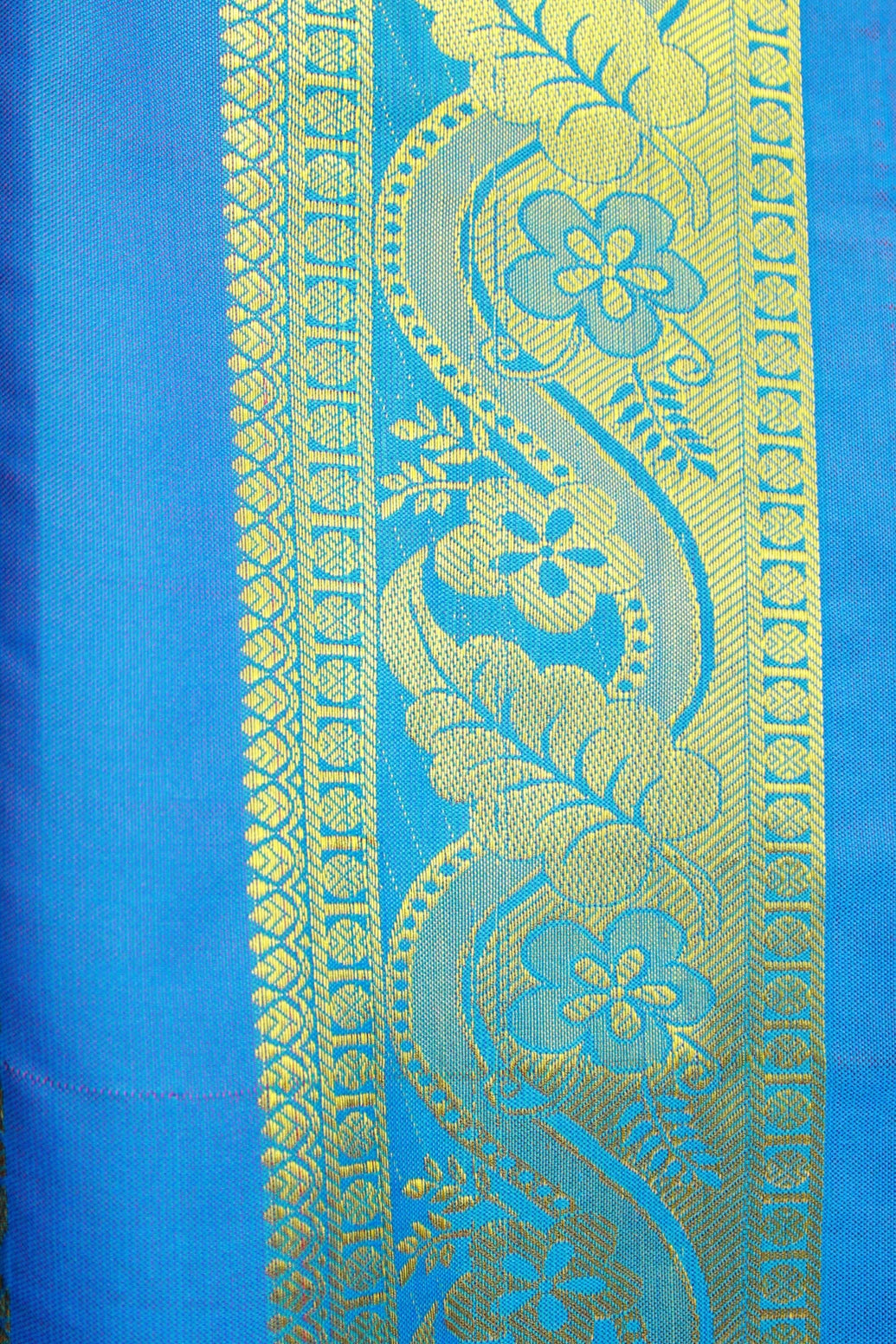Blue Zari Pattu Shawl (Ponnadai) for Arangetram and Events, Traditional Silk-Style Tassels