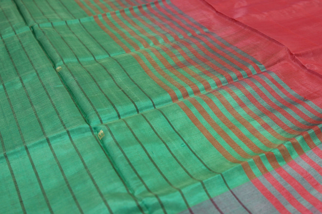 Reddish Pink Vaazhai Naar (Banana Pith) Handloom Borderless Saree with Small Butta