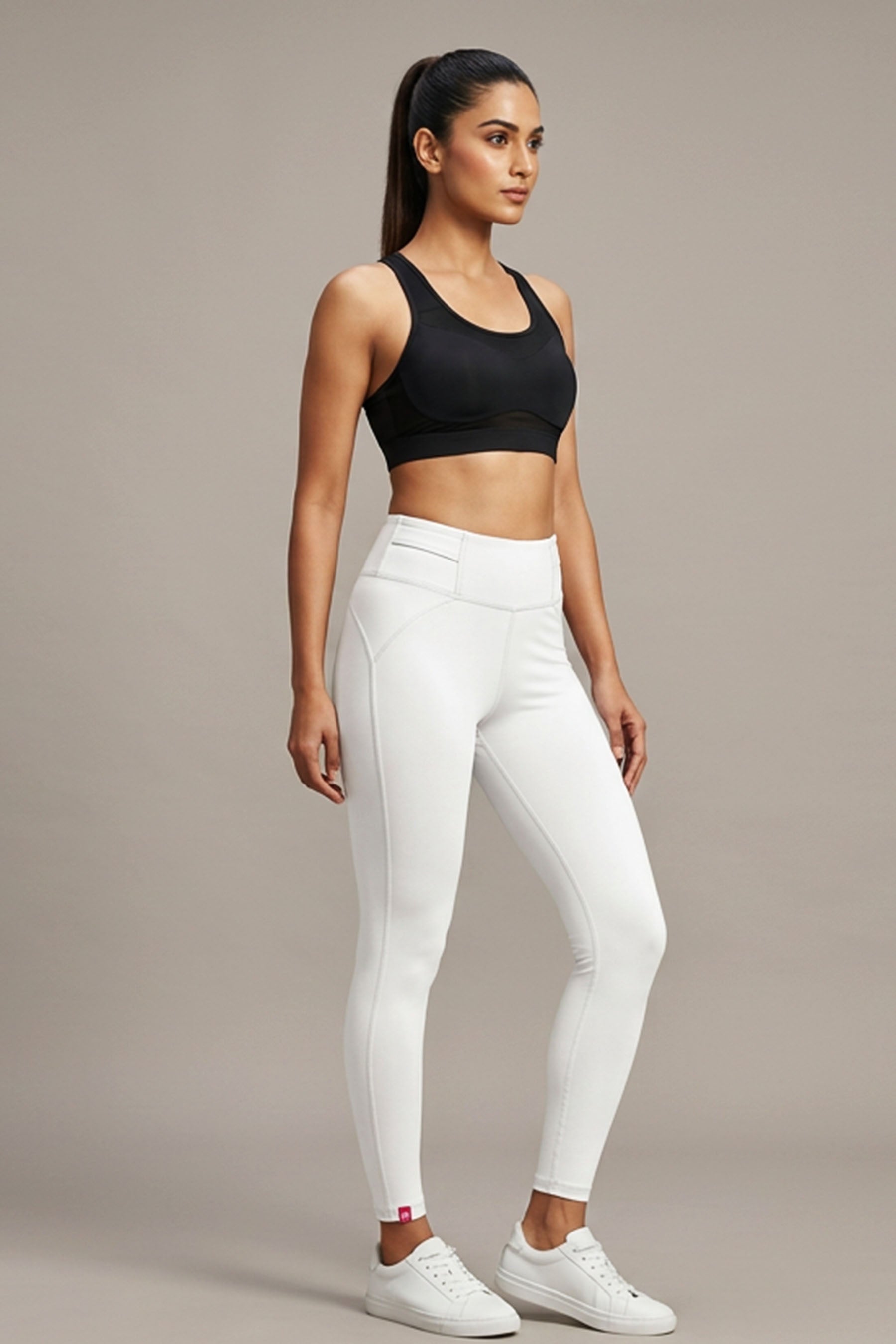 JCSFashions Ultra-Soft Ankle-Length Lycra Leggings with Belt-Fit - AI Model Photo 3