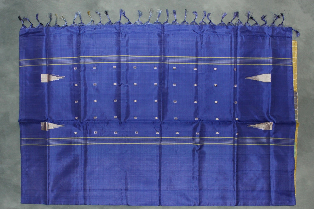 Blue Banana Pith (Vaazhai Naar) Borderless Saree with Small Butta