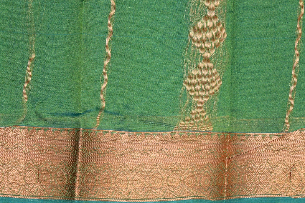 Green Silk Cotton Saree with Beautiful Zari Border and Blouse Piece, Traditional Woven Design