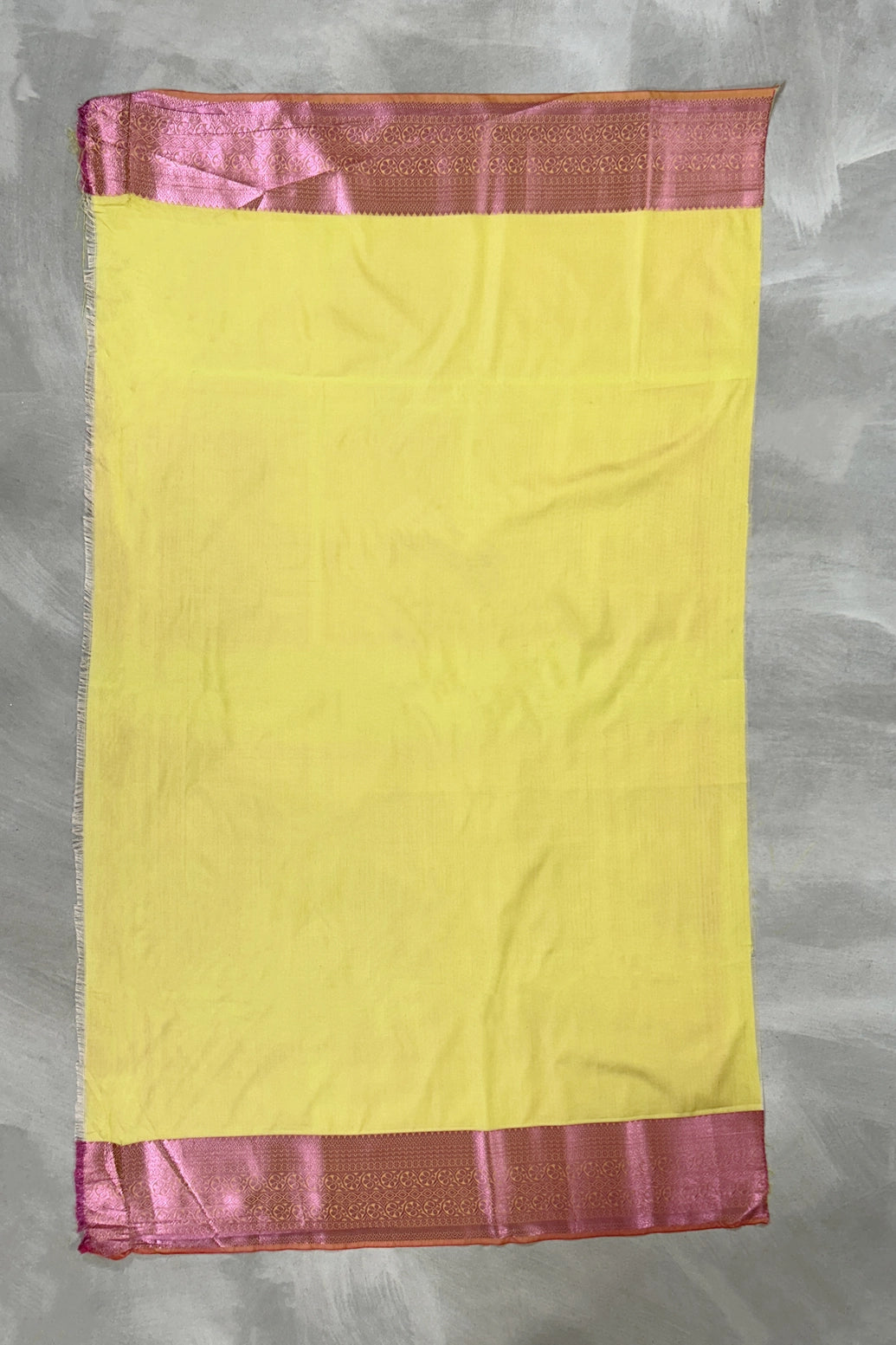 Yellow Korvai Soft Silk Border Saree with Delicate Gold Zari Buttas and Traditional Floral Zari Border