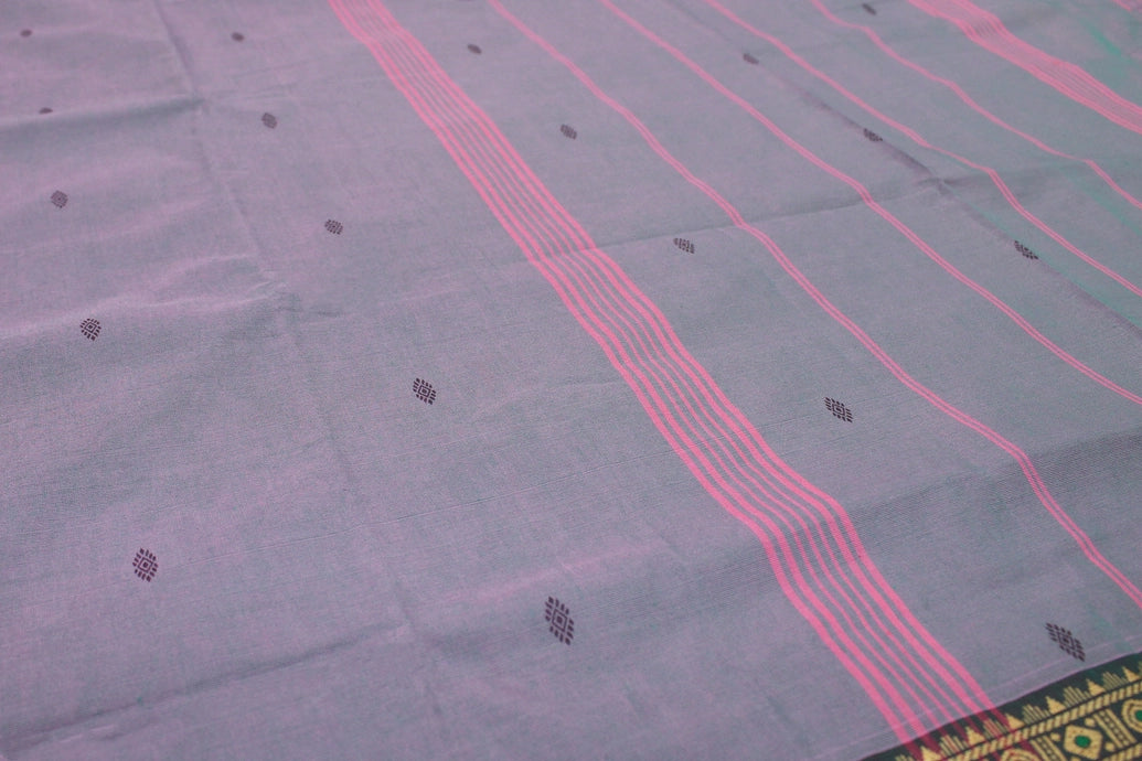 Pale Lavender Poly Cotton Saree with Woven Gold-Thread Border and Butta Motifs Saree JCS Fashions