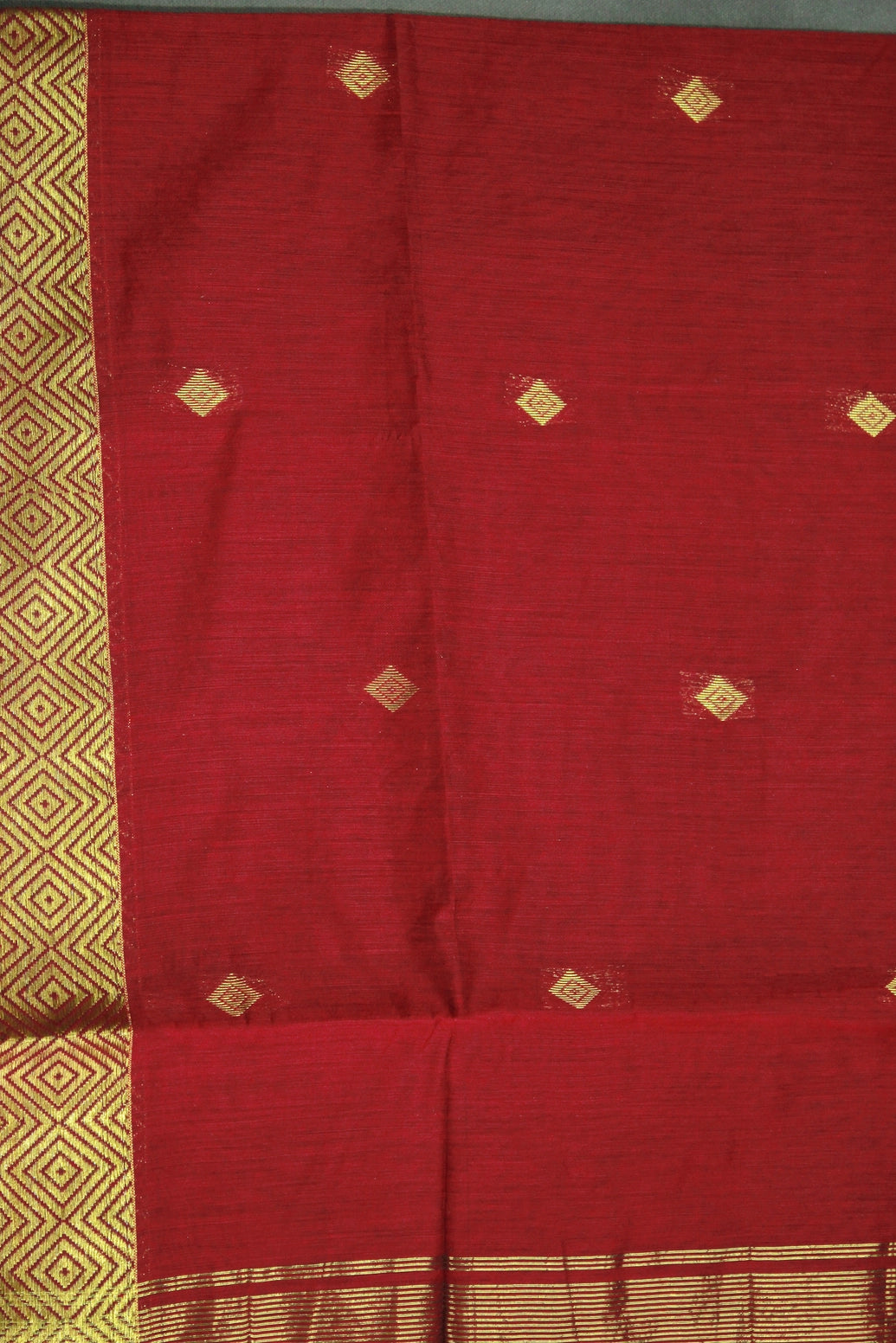 Red Silk Cotton Saree with Zari Border and Matching Blouse, Traditional Nayanthara Style