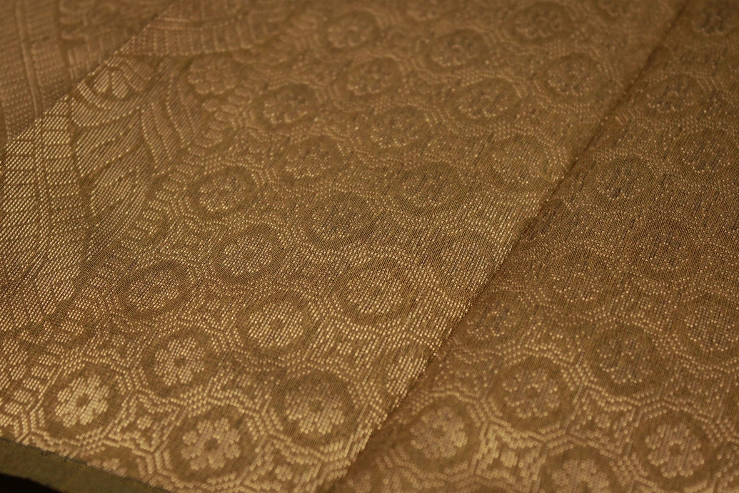 Mustard Silk Cotton Saree with Zari Border and Blouse Piece, Border Less Look