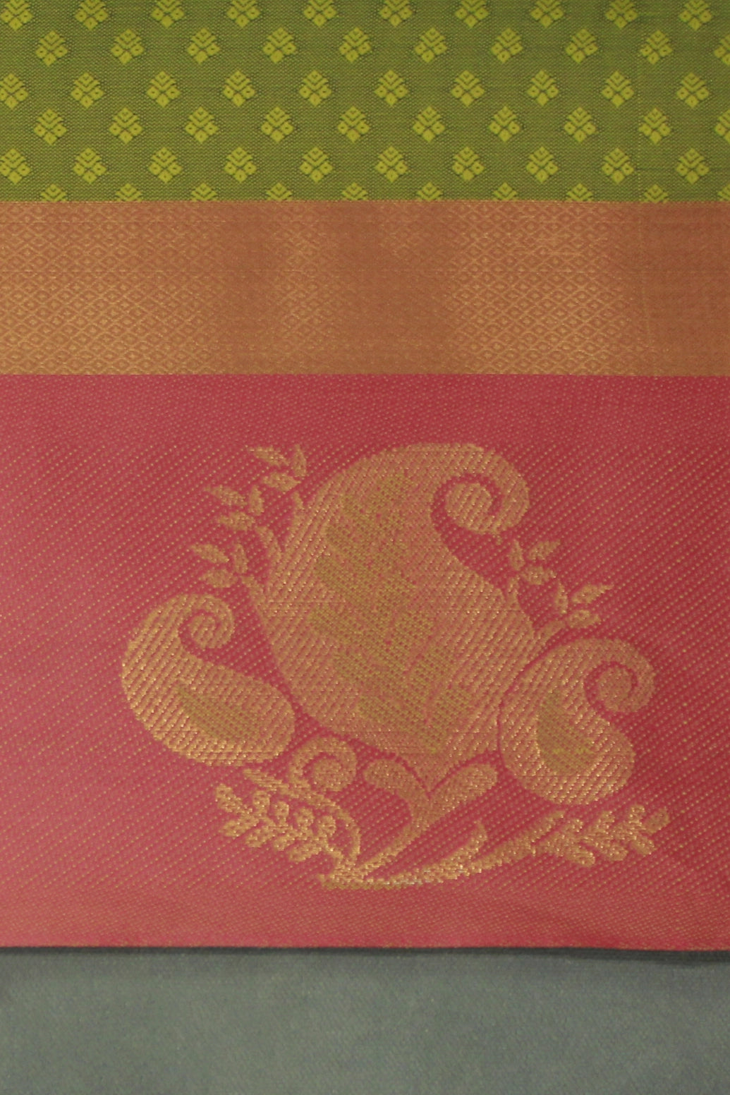 Mehendi Green Emboss Silk Saree with Floral Motifs & Satin Border, Comes with Blouse