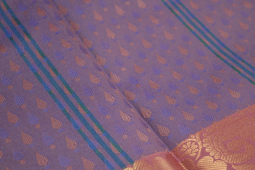 Dark Blue Emboss Silk Saree with Semi Silk Border and Traditional Floral Weave Design