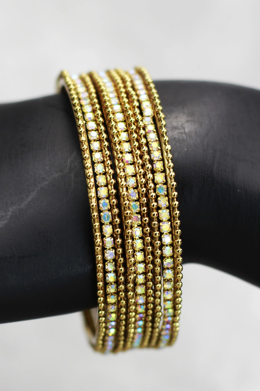 Gold-Tone Crystal Bangles with Multicolour Stones for Festive Wear, Wedding Jewellery