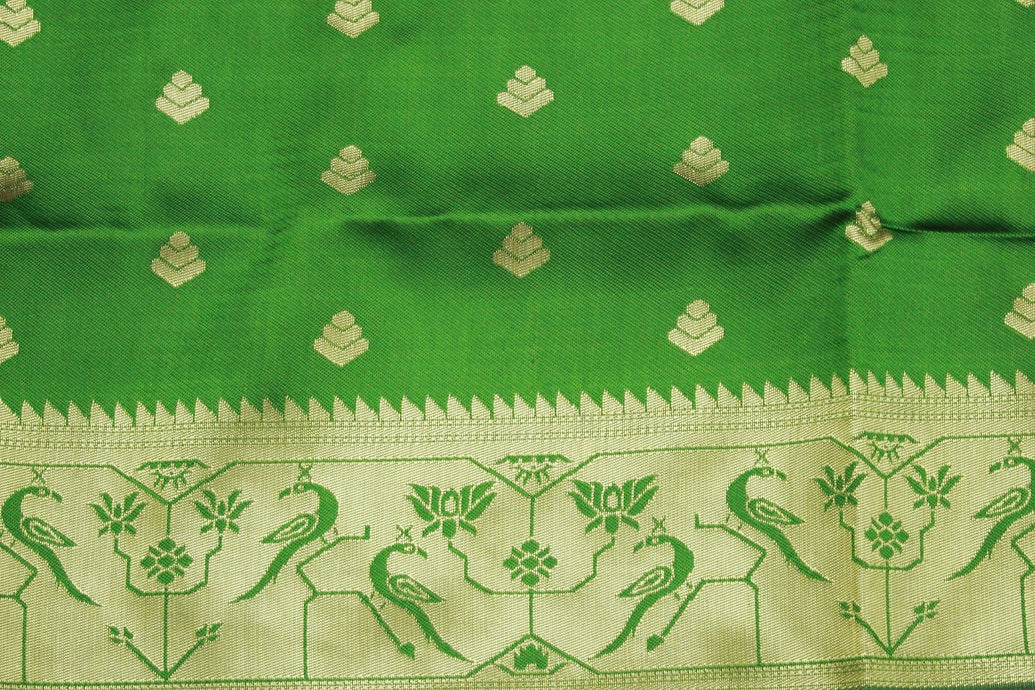 Mehendi Green Paithani Pure Silk Peacock Design Pallu Saree with Zari Woven Border
