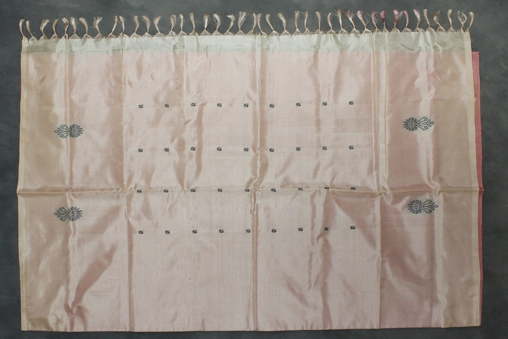 Beige Vaazhai Naar (Banana Pith) Saree with Small Butta - Borderless Traditional