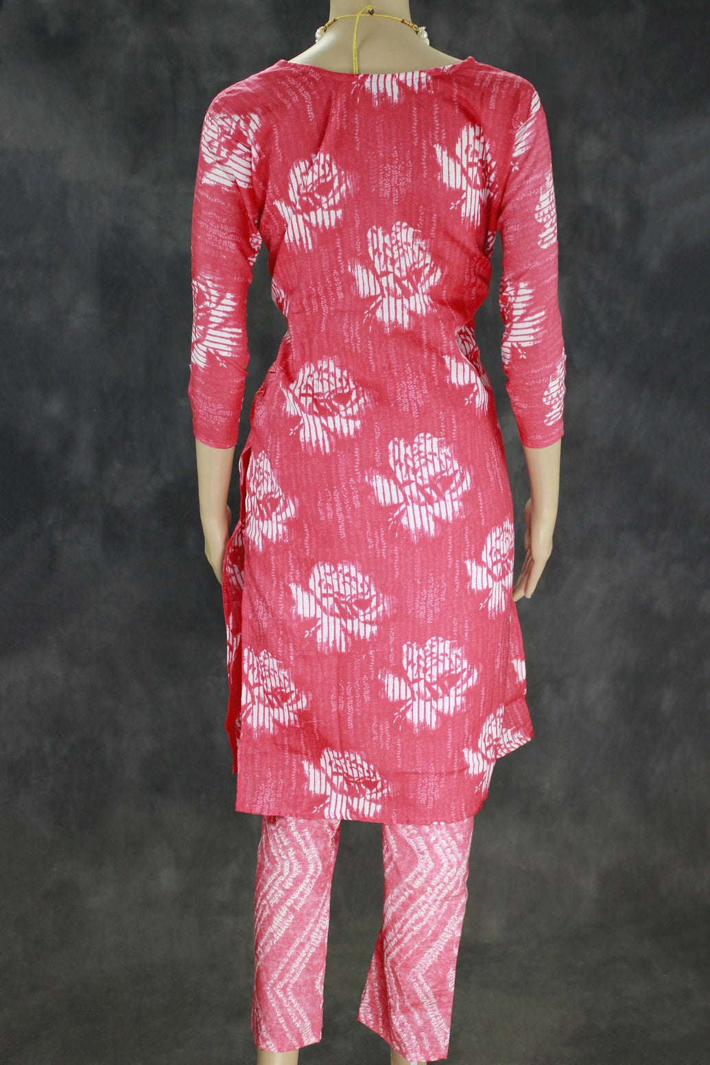 Pink Floral Rayon Two-Tone Kurta Pant Set - 2-Piece Women's Kurti with Elasticated Pant