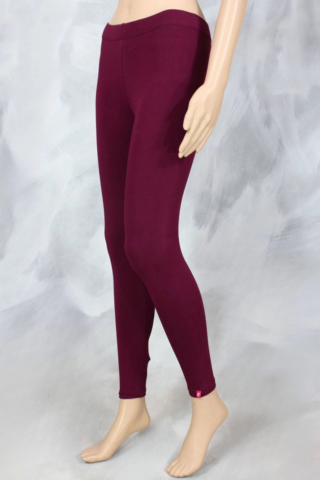 Burgundy Ankle Length Leggings for Women | 4-Way Lycra Stretch Fabric
