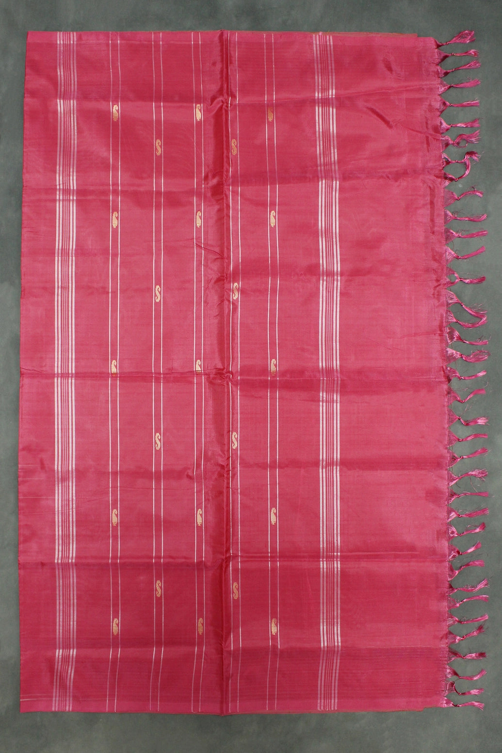 Banana Pith (Vaazhai Naar) Borderless Saree in Beige & Rose Pink with Small Butta