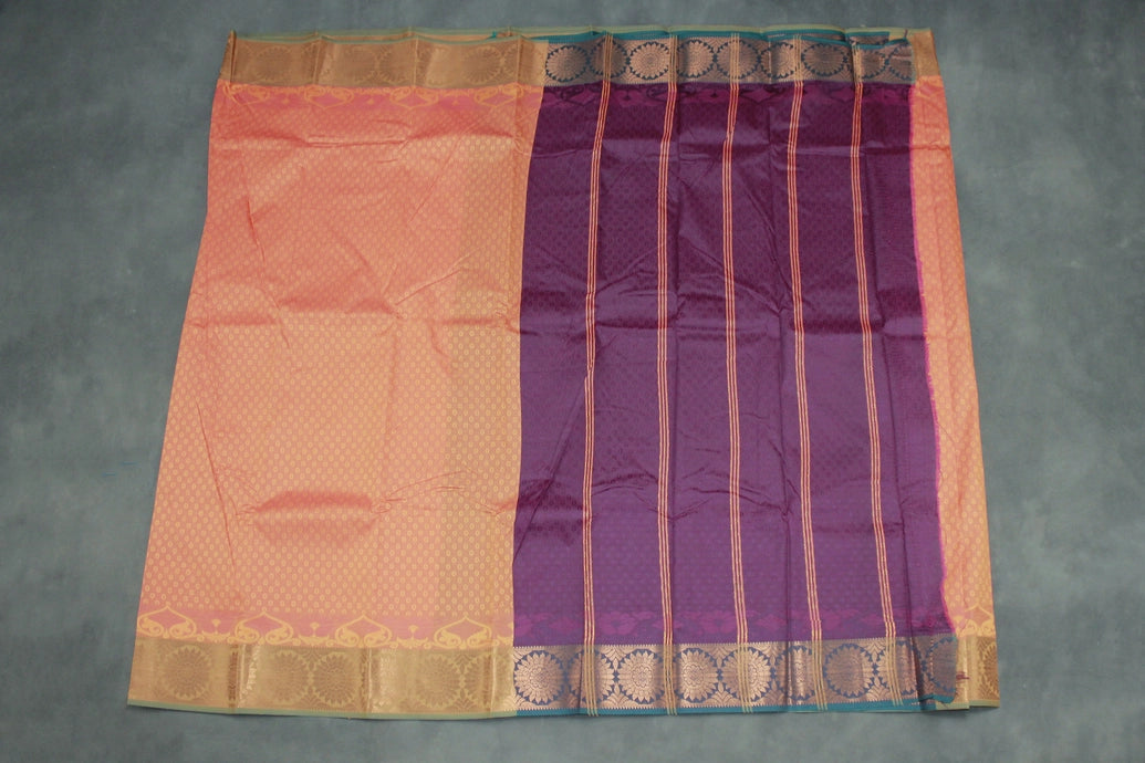 Orange Emboss Silk Saree with Traditional Border Design, Semi Silk Festive Wear for Women