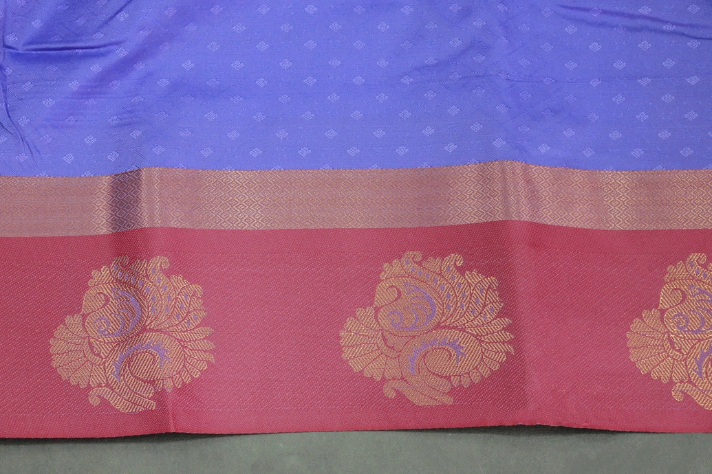 Lavender Emboss Silk Saree with Floral Design and Satin Border, Comes with Blouse