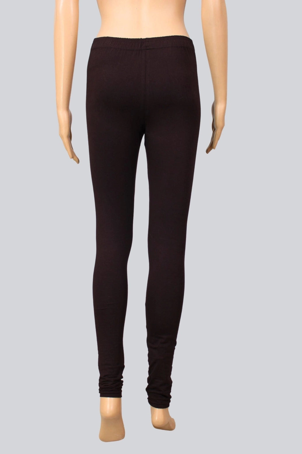 Dark Brown 4-Way Lycra Cotton Leggings with Silicon Wash Finish, Thick Skin-Tight Fit for Daily Wear